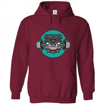 BullDog Cartoon Weightlifting Unisex Classic Kids and Adults Pullover Hoodie							 									 									